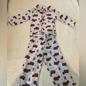Disney Kids Pajama Set with Red and White Truck Print with Mickey Mouse